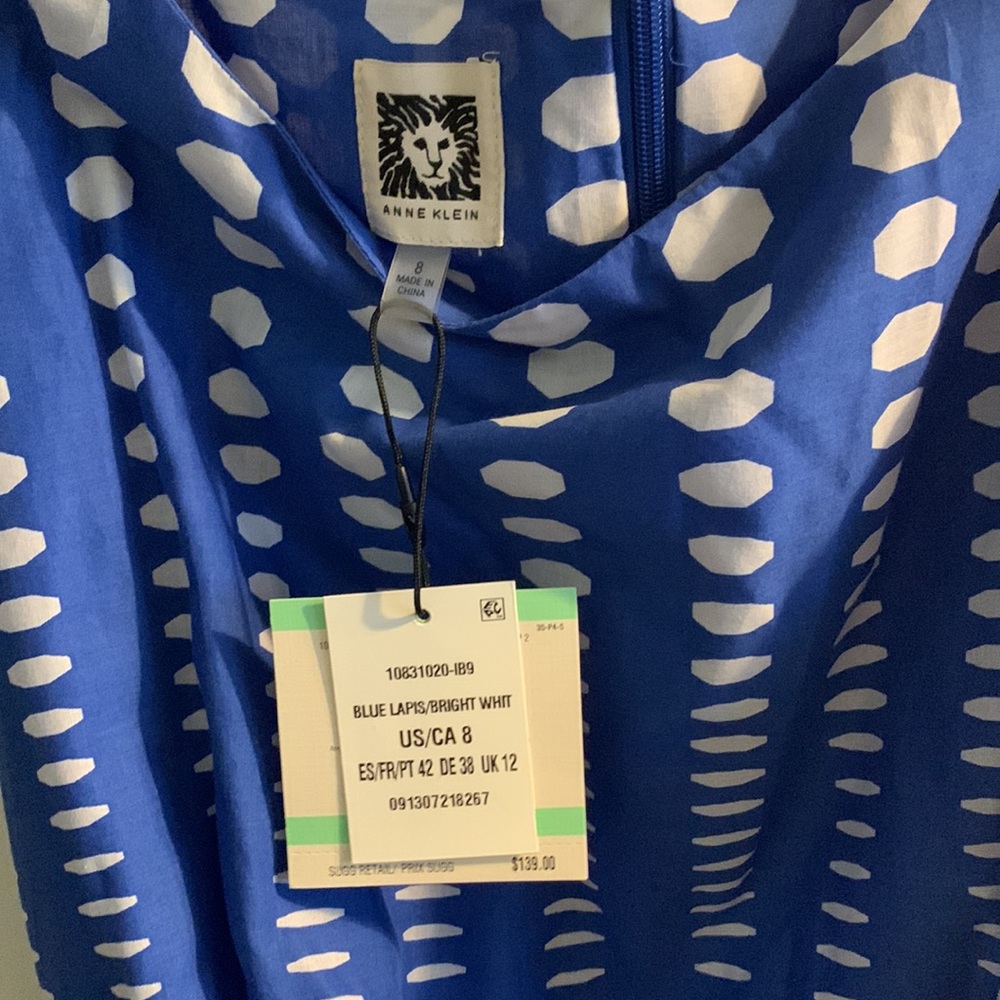 NWT Anne Klein gorgeous blue and white summer dress! - Picture 2 of 2